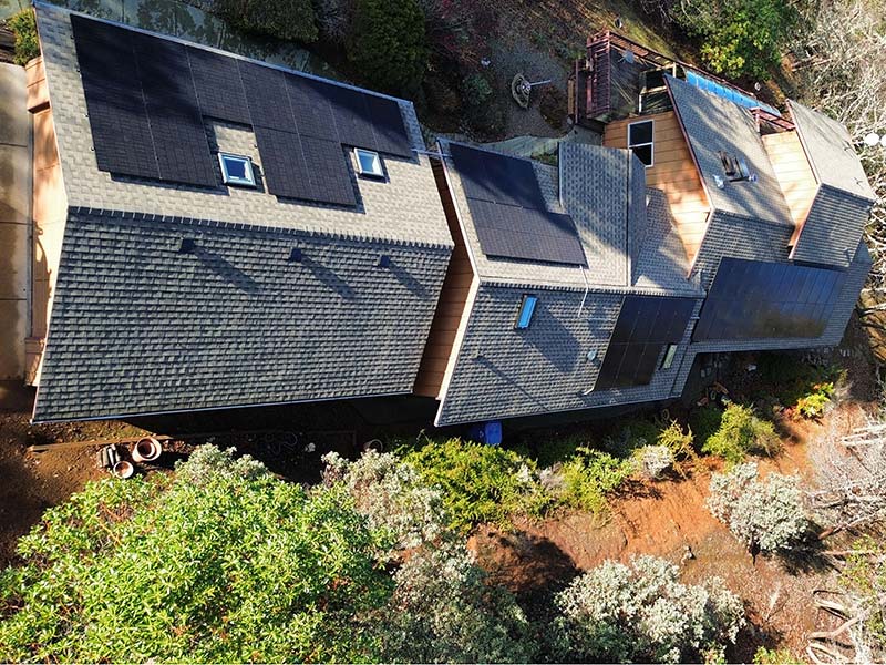 Roof mounted solar panel installation in Coos County